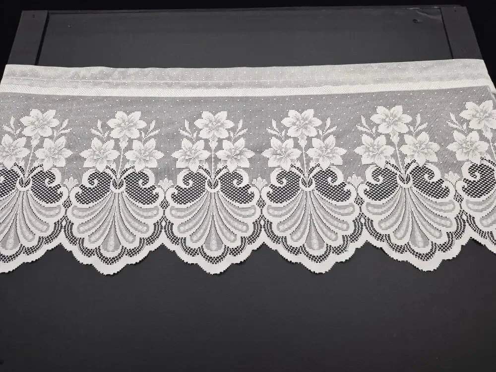 Vintage Floral Lace Valance 56 W 18 L Made In U S A